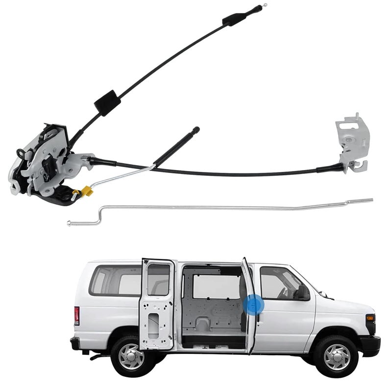 MOTORSTAR Right Hinged Door(Right 60%) Latch w/Cable&Rod 8C2Z-15264A00-B for Ford E150 E250 E350,RH Side Hinged Door Latch Assembly Replaces# 8C2Z-15264A00-D - Image 1